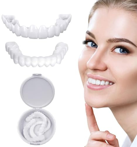 Prothesen Gefälschte Zähne 2 Paare Zähne Zum Aufstecken Kosmetische Veneers Zähne, Veneers Gefälschte Zähne Oben Und Unten, Snap on Lächeln Furniere Provisorische Zähne Für Männer Frauen