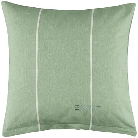 Esprit Home 2er Set Premium Kopfkissenbezug 40x40 Baumwolle - Grün - 2teilig - Kopfkissenbezüge mit Esprit-Logo gestickt - Doubleface - farblich passend zur Bettwäsche mit Reißverschluss