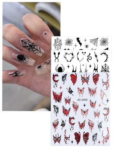 KGDUYC 3D Nagelsticker Schwarz Weiß Blume Nail Art Sticker Selbstklebend Nagelaufkleber 5D Stereoskopisch Blumen Schmetterling Dekoration Nageldesign Zubehör(4 Blatt)