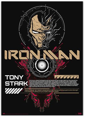 Grupo Erik Marvel Iron Man Luminescent Poster - 27.5 x 19.6 inches / 70 x 50 cm - Wall Art Poster for Multiple Rooms