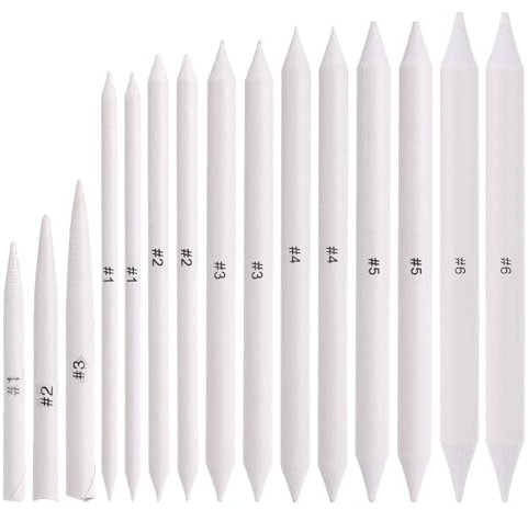 JIYIN 15Pcs Blending Stumps for Drawing, Tortillions Blending Sticks Blending Pencil Oil Pastel for Beginner Drawing, Paper Art Blenders Shading Paper Stumps for Artist Charcoal Sketch Drawing Tools