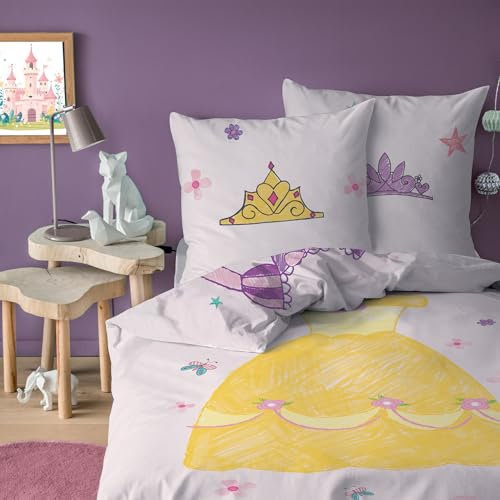 Disney Home Princesse Deguisement Parure de lit Enfant | 100% Coton | Oeko-TEX | Housse de Couette 140x200cm + 1 Taie d'oreiller 65x65cm | Imprimé Fille | Rose