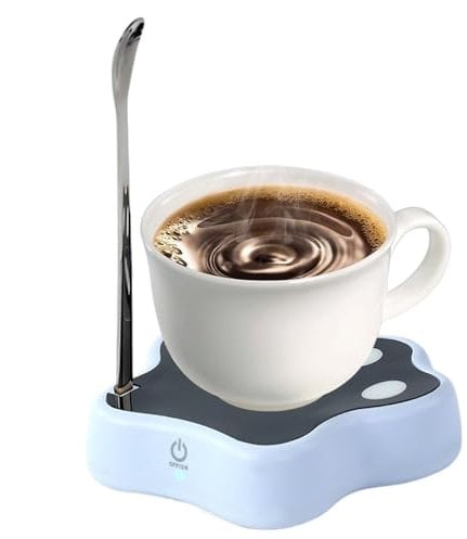 Fogukier Magnetic Stirring Coffee Mug Base | Automatic Stirring Cup Magnetic Base - Portable Auto Mixing Stirrer, Rechargeable Coffee Mug Base, Stirring Cup Base with Spoon
