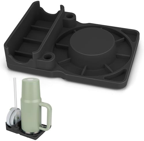 Dish Drainer for Stanley Cup 30/40 oz, Drying Mat for Placing Stanley Cup, Straw and Lid, Silicone Drying Rack for 30/40 oz Tumblers, Accessories for Stanley Cup (Black) without Cup