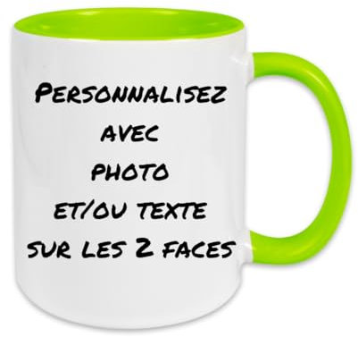 fapadjo Mug Personnalisable Photo Texte, Tasse A Cafe Personnalisée Prénom, Cadeau D'anniversaire, Souvenir, Naissance, Collègue (Vert clair)