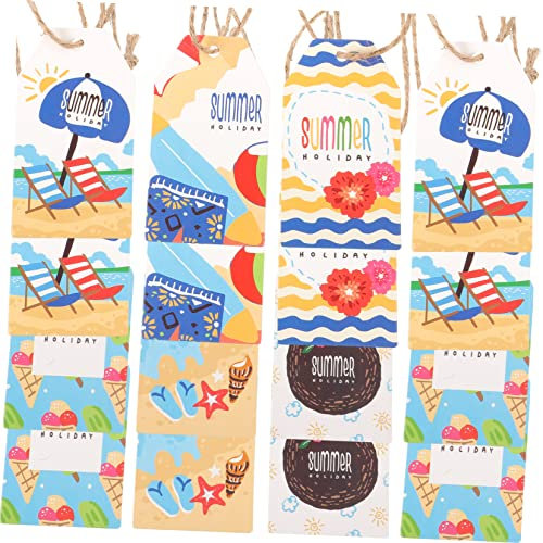 DECHOUS 60 Stück Hawaii Anhänger Pool Sommeranhänger Wichtel Weihnachtsdekoration Sommeraufkleber Happy Holiday Hängeanhänger Dekorative Anhänger Sommerdekoration