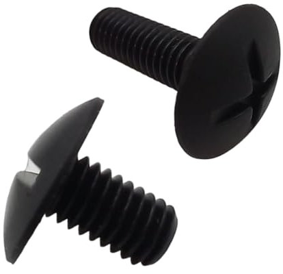 Viti Testa a Fungo in Plastica (Nylon 6.6), Taglio a Croce e Cacciavite per Assemblaggio e Montaggio, per Uso Industriale e Domestico - M6X10 - Nero - 20 pezzi - Plastic Hardware Store