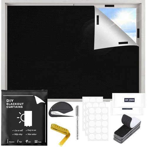 Store Occultant sans Percage 200x148 Cm,Rideau Occultant Fenetre Noir,Stores Intérieurs Rideau Occultant Velux Cuisine sans Percage,pour Chambre d'enfant,Puits De Lumière,Chambres,Voyages