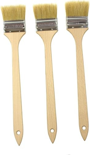 EFO Angled Paint Brush Set 3 pcs 63 mm (2,5) | Long Handled Paintbrush with Natural & Synthetic Bristle Blend | Radiator Paint Brush for Hard-to-Reach Areas | Edging Paint Brush | Wooden Handle