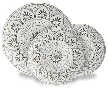 Wintem – Set Piatti Moderni 18 Pezzi in Porcellana con Decoro Mandala, Servizio Elegante per 6 Persone