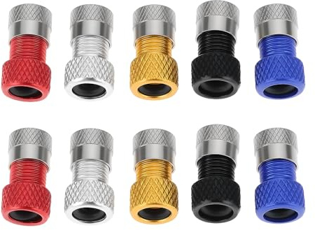 SG Store Presta-Ventiladapter mit Kappen, Aluminiumlegierung, für Rennräder, Mountainbikes, Trekking, Fahrrad, 5 Farben, 10 Stück