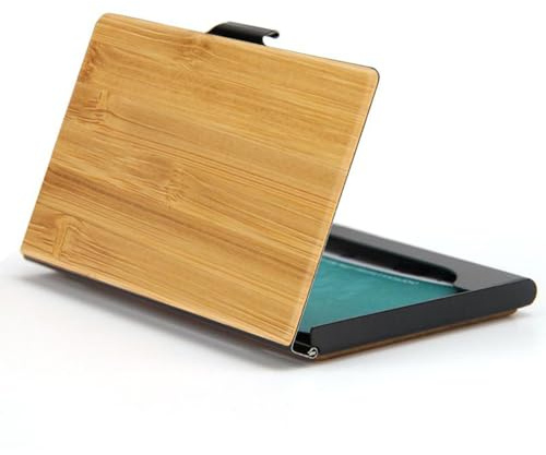 Smartify Visitenkartenetui aus Bambusholz- Visitenkartenhalter aus Holz und Metall - Business Card Holder für Visitenkarten Herren und Damen - Visitenkartenbox & Card Holder in Geschenkbox für Büro