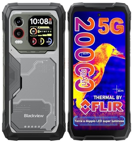 Blackview Xplore 1 Pro 5G Rugged Smartphone Termografia, 20000mAh/55W, 36(12+24)GB+256GB/2TB TF, Dimensity 7050 Android 15 Telefono Indistruttibile, 6.78 120Hz 2.4K, 64MP+50MP, IP68/IP69K/OTG/NFC/GPS