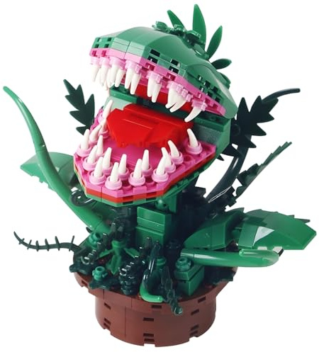 Ebortsin Audrey II Piranha Pflanze Bausteine Set, 300+ Teile Horror Little Shop Offnendem Mund Piranha Pflanze Klemmbausteine, Weihnachten Geschenk für Fernsehfans und Erwachsene
