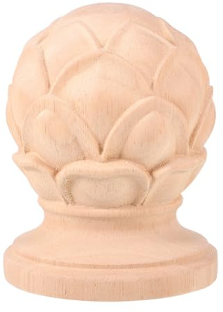 Mipcase Fleuron En Bois Sculpté Pour Poteau D'Escalier Embout Décoratif Style Européen Pour Intérieur Décoration De Poteau En Bois Massif 3.94X3.15X3.15In