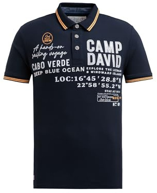 Camp David Herren Pikee-Polo mit Label-Applikationen Blue Navy, L