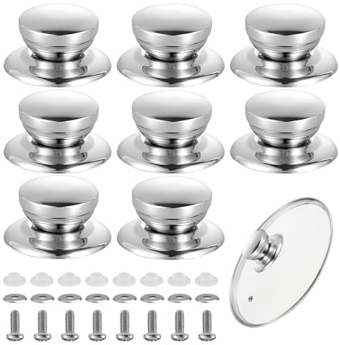 MENUY 8 tiradores universales de acero inoxidable para tapa de ollas con tornillos, para la mayoría de ollas, sartenes y tapas de cristal
