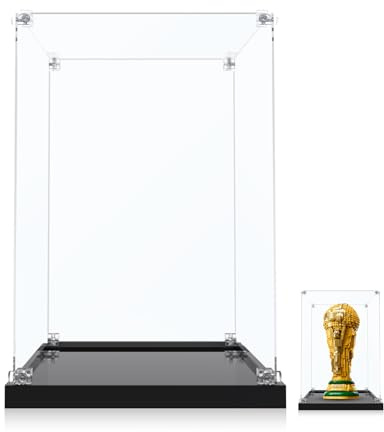 Acryl Vitrine Kompatibel mit Lego Editions Sports Offizieller Pokal der FIFA Fußball 43020 Display Case, Staubgeschützte Aufbewahrung und Organisation Vitrine, 25x22x38 cm (Nur Schaukasten)