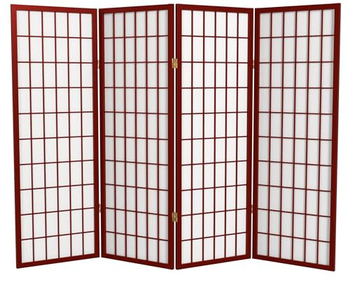 Oriental Furniture 4-feet volet de fenêtre japonais Shoji écran de confidentialité séparateur de pièce, 4 panneaux en bois de palissandre