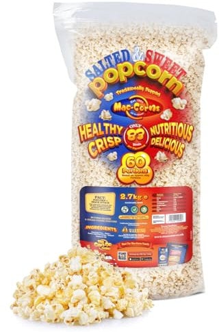 MacCorns Sweet & Salted Popcorn Bulk Pack | 1 x 2.7kg Resealable Bulk Pack of Vegan | Crispy & Delicious Popcorn Ideal For Parties, Events & Large Gatherings | Free from GM, Dairy, Nut & Soy