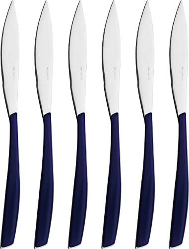 BUGATTI Glamour Set Coltelli da Bistecca, Acciaio Inossidabile, Blu Notte, 16x26x3 cm