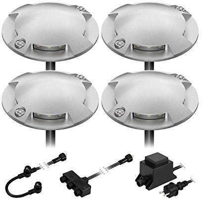 ledscom.de LED Boden-Aufbau-Leuchte Bunda, 4-flammig, für außen, befahrbar, warm-weiß, 4er Set