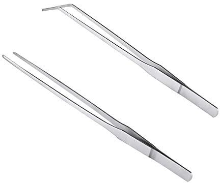 Daimay Aquarium Pinzette Edelstahl Fütterung Straight Pinzette Aquascaping Curved Pinzette für Fisch Tank Aquatic Plants 10,6 Lange