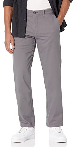 Amazon Essentials Men's Straight-Fit Casual Stretch Khaki, Dark Grey, 40W x 32L