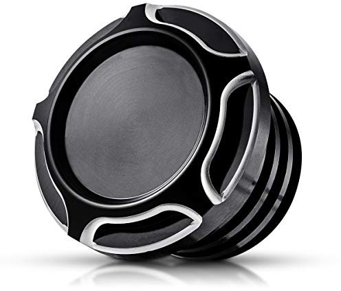 KATUR Black Chrome Motorrad CNC Aluminium Heizgas Öltank Rough Crafts Dekorative Öldeckel Tankdeckel für Harley Sportster XL1200 883 1996-2014