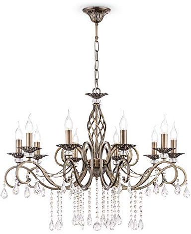 MAYTONI Kronleuchter Grace 10xE14 ecxl.aus Glas Farbe Transparent Metall Classic 60W für Küche, Schlafzimmer, Wohnzimmer, Esszimmer, Lobby
