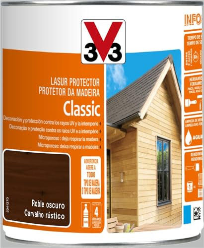 V33 Protector Decorativo De La Madera Classic Satinado Roble Oscuro 0,75L