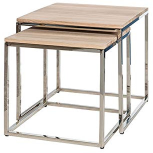 Fink Novo, 2er Set Beistelltische, Eiche, weiß, B= 45 cm, H= 45 cm, L= 46 cm, Neuheit 2020 168069