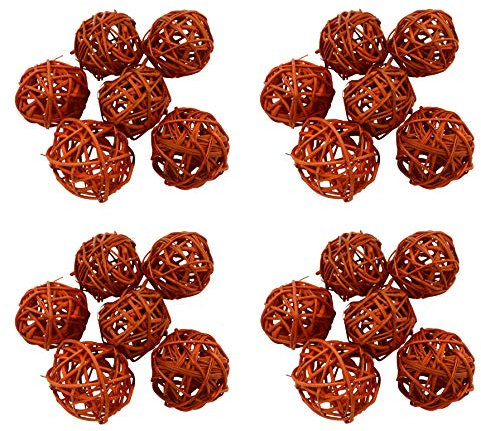 DARO DEKO Kugel-Set orange Rattan Ø 4cm - 24 Stück