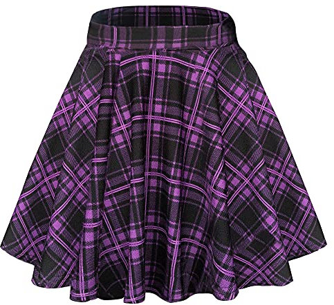 Femmes Basic Casual Taille élastique Trompette Mini Jupe élégante A-Ligne Patineur Jupe(S, 16)