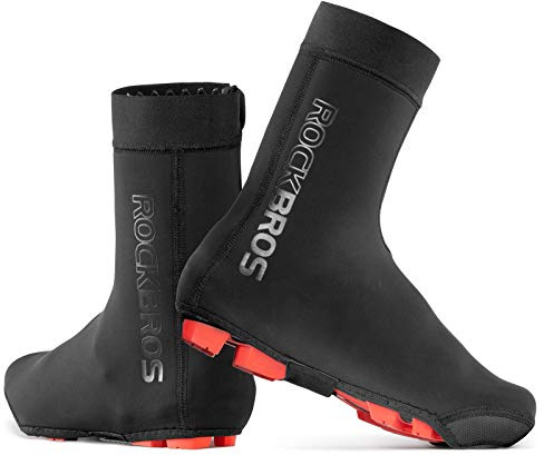ROCKBROS Cycling Shoe Covers Warm Bike Shoe Cover Warmer Water Resistant Windproof Bicycle Overshoes for Mountain Road Bike Shoes XL Black