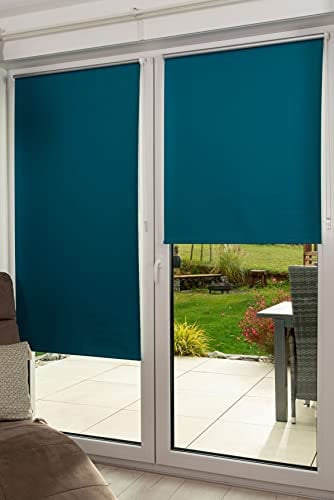 K-home Thermorollo Verdunklungsrollo ohne Bohren Petrol B130 x H150 cm