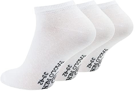 Paolo Renzo Sneaker Socken Damen & Herren aus Baumwolle 3 Paar Unisex Sneakersocken Kurze Socken OEKO-TEX Standard 100 Größe 39/42 Weiß