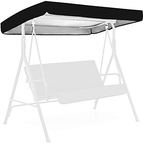 Ersatzdach Sonnendach für Hollywoodschaukel Dach-Plane 191x120x18 cm Gartenschaukel Universal Hollywoodschaukel 2 Sitzer Grau UV 50 Ersatz Bezug Sonnendach Schaukel Dach (Schwarz)
