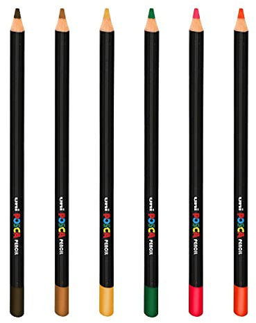 Posca Uni Buntstift – Professionelle Öl- und Wachs-Buntstifte – KPE-200 – 6 Stück