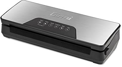 Girmi VT75 Vakuumiergerät für Lebensmittel, automatisch, 130 W, Saugkraft -750 mBar, 3 Funktionen, Vakuumversiegelung, Behälter, Soft-Touch-Pring, inklusive Rolle, Schwarz
