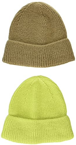 Amazon Essentials Herren Beanie-Mütze, Strick, 2er-Pack, Lindgrün/Olivgrün, Einheitsgröße