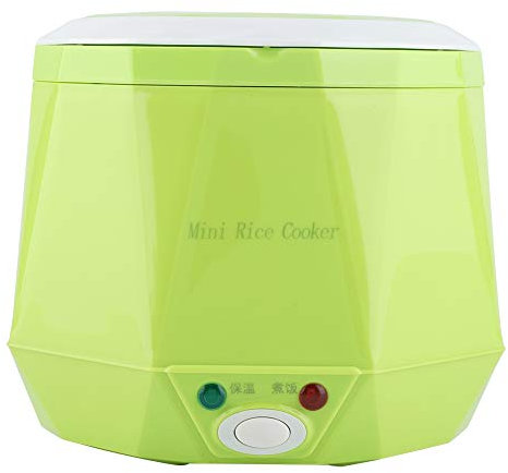 Olla Arrocera Eléctrica, 7.1X7.1X6.1 Pulgadas 24V 140W 1.6 L Vaporizador De Alimentos Multifuncional Portátil Para Camiones Coches Oficina En Casa Viajes Blanco(Verde)