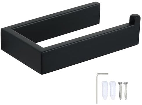 Sayayo Porta Carta Igienica Nero Porta Rotolo Carta Igienica da Parete in Acciaio Inox 304 per Bagno e Cucina, Portarotolo Carta Igienica da Muro, EGKN2211-B
