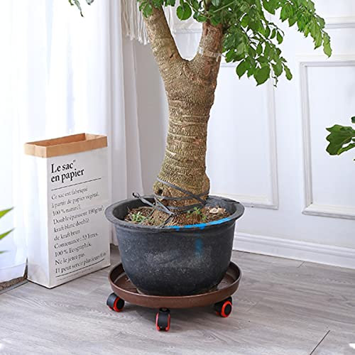 TXTC Carrito De Paletas para Plantas,Bandeja De Plato De Maceta con Ruedas,Maceta Redonda En Maceta De Hierro con Ruedas Dolly， Soporte para Plantas con Ruedas Universales (Size : 32cm)