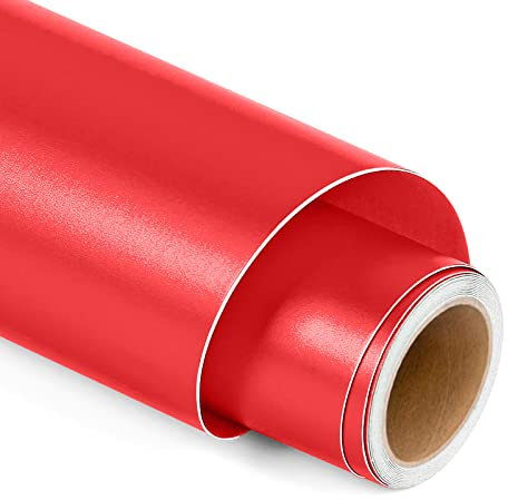 Matte Metallic Permanent Vinyl for Cricut, 12 x 5FT Red Self Adhesive Vinyl Roll for Cricut and Silhouette Cameo, Red Vinyl for Party Decoration, Window Stickers, Home Decor