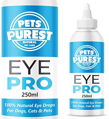 Pets Purest Augentropfen für Hunde, Katzen und Haustiere 250ml - 100% natürliche Lösung zur Augenreinigung und Behandlung von juckenden, gereizten und tränenden Augen - schnelle Ergebnisse in 3 Tagen
