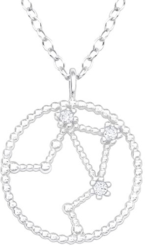 EYS JEWELRY Sternzeichen Kette Waage Halskette Damen Silber 925 mit Anhänger Sternbild Zirkonia Kristalle Geschenke für Frauen Freundin Silberkette 45 cm im Schmucketui