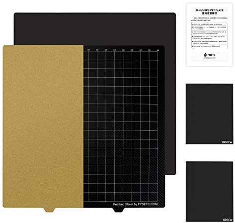 BCZAMD 250x250mm/9.8 in 3D Drucker Plattform 2022 Upgrade JanusBPS-PET Bauplatte Powder Gold PEI+PET Carbonn Fiberr Federstahlblech mit Maagneetaufkleber f¨¹r Voro 2.4/ CR6 SE/Ankemakerr M5 Zubeh?