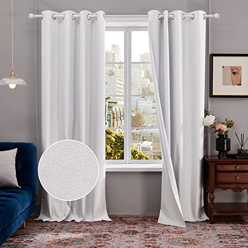 Deconovo 100% Verdunkelungsgardinen Modern Blickdicht Vorhang Schlafzimmer Ösen Thermo Vorhänge Kälteschutz Fenstervorhang, 180x140 cm(HöhexBreite), Silber Grau, 2er Set