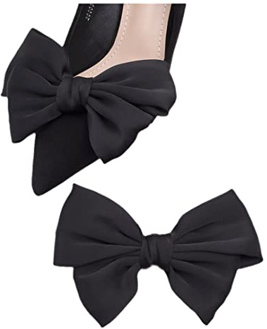 Tsangbaby 2 Pieces Bow Shoe Clips for Women, Satin Bow Knot Shoe Charms Clips Elegant Shoe Buckles Detachable Shoe Accessories Shoes Jewelry Decoration for Wedding Prom Party High Heels